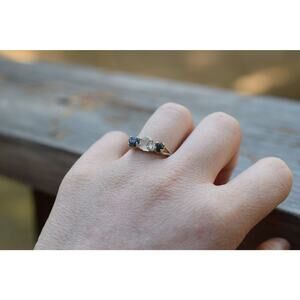 Natural Sapphire Ring, raw sapphire ring